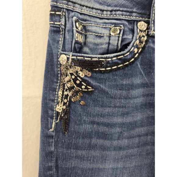 Miss Me Easyboot Med Wash Denim Jeans. Embellished Great Condition. Ladies 30 - Picture 2 of 13